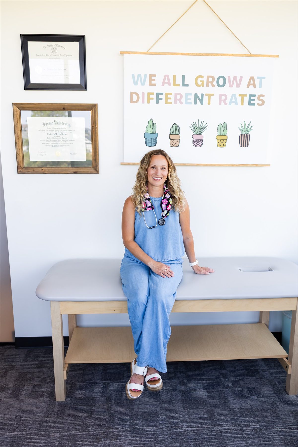 Dr. Lindsay seated in her clinic